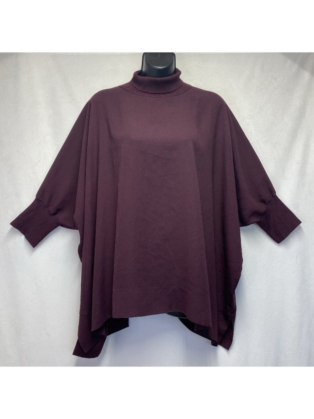 Aritzia Babaton Hamish Oversized Turtleneck Batwing Blouse Large Burgundy